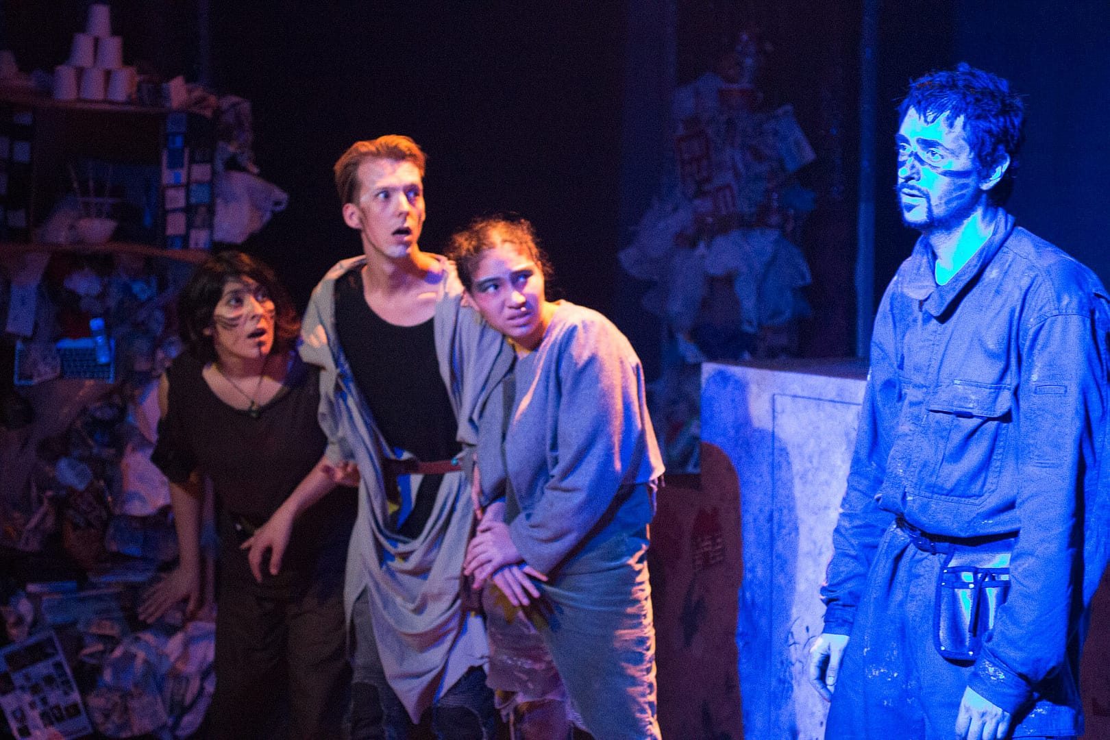 THE OUTLIERS: CAMPFIRE STORIES OF THE FUTURE September 16 - 18, 2017 World Peace Theatre, Kawasaki  Featuring Andrew Woolner, Sasha Aronson, Erik Røger,, and Anisa Dar. Devised by Andrew Woolner, Sasha Aronson, Erik Røger,, and Lindsey Kuhn  Production design by Lindsey Kuhn Sound Design & Music by Chloe Kwok Sound operator and live guitar by Chris Autry  Lights designed by Jeremy Plant Lights operated by Manami Nishida  Stage Crew Paula Tabarez Jiri Terpstra