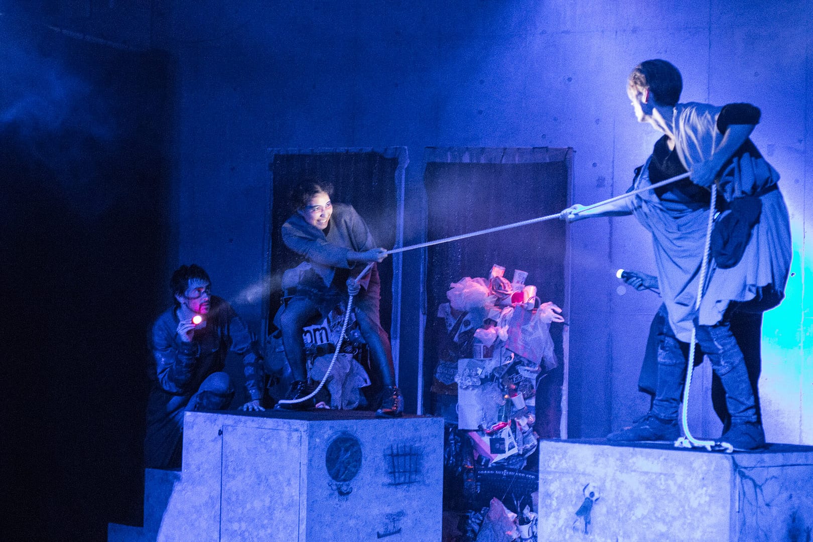 THE OUTLIERS: CAMPFIRE STORIES OF THE FUTURE September 16 - 18, 2017 World Peace Theatre, Kawasaki  Featuring Andrew Woolner, Sasha Aronson, Erik Røger,, and Anisa Dar. Devised by Andrew Woolner, Sasha Aronson, Erik Røger,, and Lindsey Kuhn  Production design by Lindsey Kuhn Sound Design & Music by Chloe Kwok Sound operator and live guitar by Chris Autry  Lights designed by Jeremy Plant Lights operated by Manami Nishida  Stage Crew Paula Tabarez Jiri Terpstra