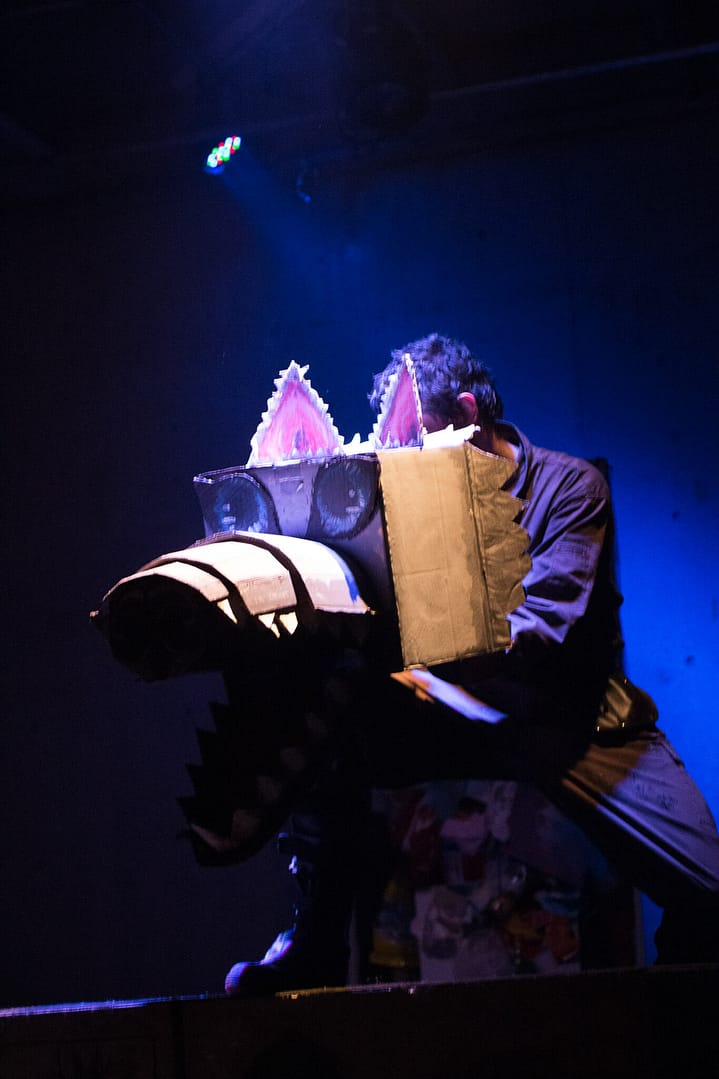 THE OUTLIERS: CAMPFIRE STORIES OF THE FUTURE September 16 - 18, 2017 World Peace Theatre, Kawasaki  Featuring Andrew Woolner, Sasha Aronson, Erik Røger,, and Anisa Dar. Devised by Andrew Woolner, Sasha Aronson, Erik Røger,, and Lindsey Kuhn  Production design by Lindsey Kuhn Sound Design & Music by Chloe Kwok Sound operator and live guitar by Chris Autry  Lights designed by Jeremy Plant Lights operated by Manami Nishida  Stage Crew Paula Tabarez Jiri Terpstra