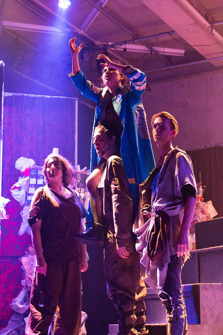 THE OUTLIERS: CAMPFIRE STORIES OF THE FUTURE September 16 - 18, 2017 World Peace Theatre, Kawasaki  Featuring Andrew Woolner, Sasha Aronson, Erik Røger,, and Anisa Dar. Devised by Andrew Woolner, Sasha Aronson, Erik Røger,, and Lindsey Kuhn  Production design by Lindsey Kuhn Sound Design & Music by Chloe Kwok Sound operator and live guitar by Chris Autry  Lights designed by Jeremy Plant Lights operated by Manami Nishida  Stage Crew Paula Tabarez Jiri Terpstra