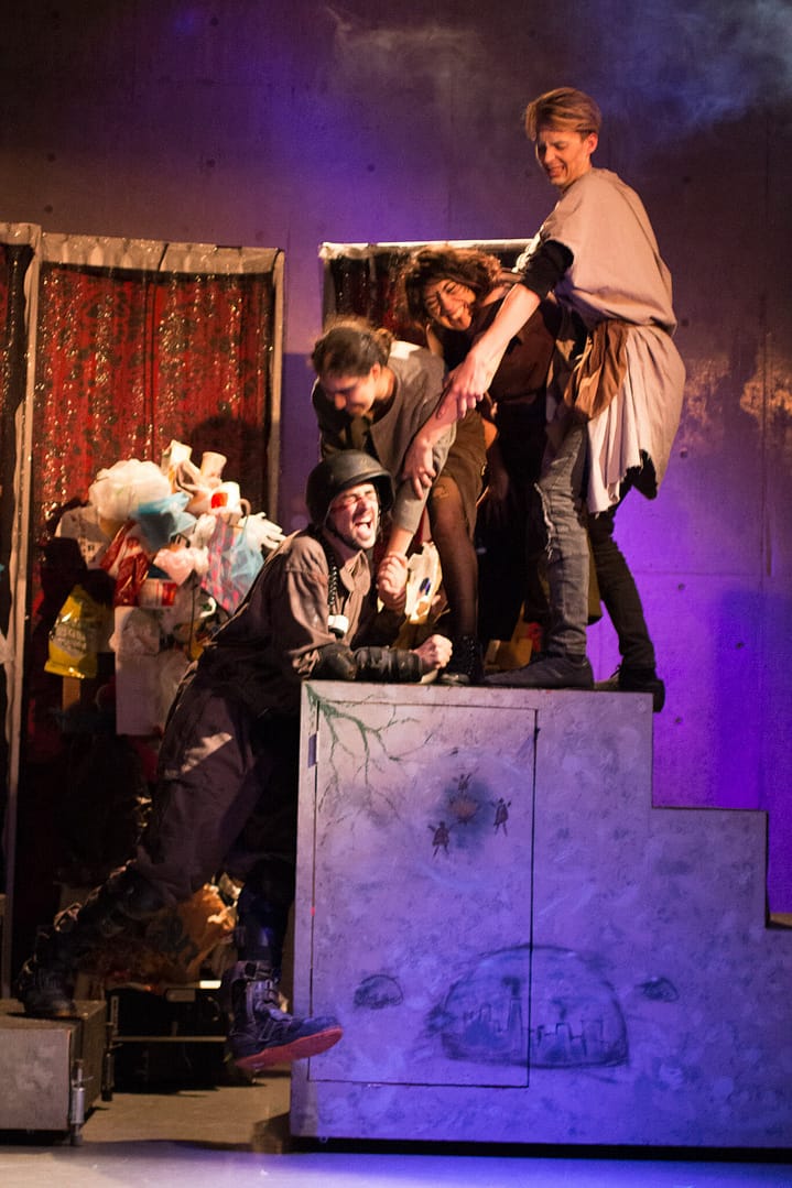 THE OUTLIERS: CAMPFIRE STORIES OF THE FUTURE September 16 - 18, 2017 World Peace Theatre, Kawasaki  Featuring Andrew Woolner, Sasha Aronson, Erik Røger,, and Anisa Dar. Devised by Andrew Woolner, Sasha Aronson, Erik Røger,, and Lindsey Kuhn  Production design by Lindsey Kuhn Sound Design & Music by Chloe Kwok Sound operator and live guitar by Chris Autry  Lights designed by Jeremy Plant Lights operated by Manami Nishida  Stage Crew Paula Tabarez Jiri Terpstra